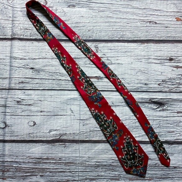 Alexander Lloyd Boston Mens Necktie Festive Holiday Christmas Classic Silk Tie - Picture 7 of 8